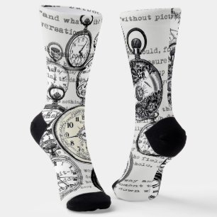 Victoriaanse Zakhorloge Collage Alice Wonderland Sokken