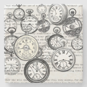 Victoriaanse Zakhorloge Collage Alice Wonderland Stenen Onderzetter
