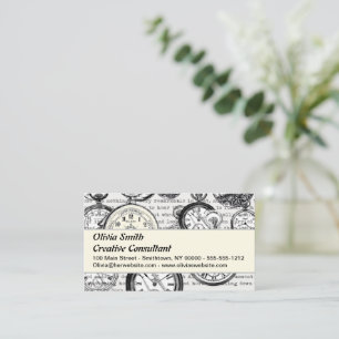 Victoriaanse Zakhorloge Collage Alice Wonderland Visitekaartje