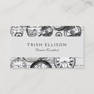 Victoriaanse Zakhorloge Collage Alice Wonderland Visitekaartje