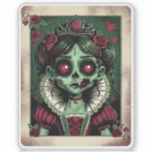 Victoriaanse zombie hartenkoningin sticker (Voorkant)