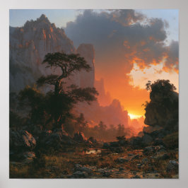 Victoriaanse Zonsondergang Landschap Kunst Ingangs Poster