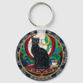 Victoriaanse Zwarte Kat Kunst Sleutelhanger, Vinta Sleutelhanger (Achterkant)