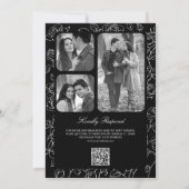 Victoriaanse zwarte katholieke QR-code-huwelijk Kaart (Achterkant)