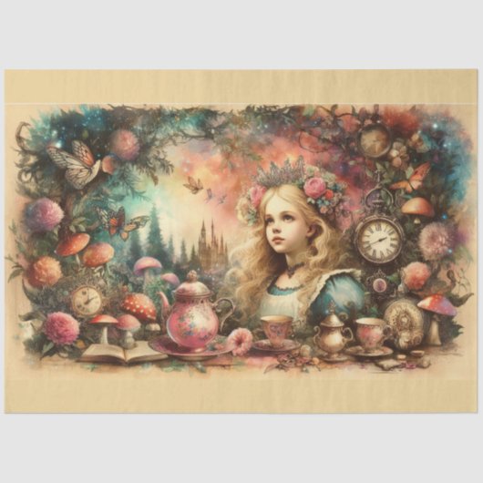 Victorian Alice Wonderland Fantasy Art Tissuepapier (Voorkant)