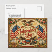 Victorian Americana Independence Day Feestdagenkaart (Voorkant / Achterkant)