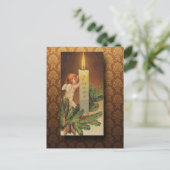 Victorian Angel and Candlelight Christmas Feestdagenkaart (Staand voorkant)