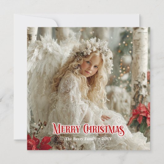 Victorian angel editable Christmas family greeting Feestdagenkaart (Voorkant)