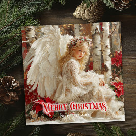 Victorian angel printable Christmas warm greeting Feestdagenkaart