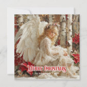 Victorian angel printable Christmas warm greeting Feestdagenkaart (Voorkant)