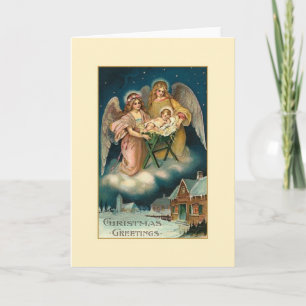 Victorian Angels and Baby Jesus Christmas Card Feestdagen Kaart