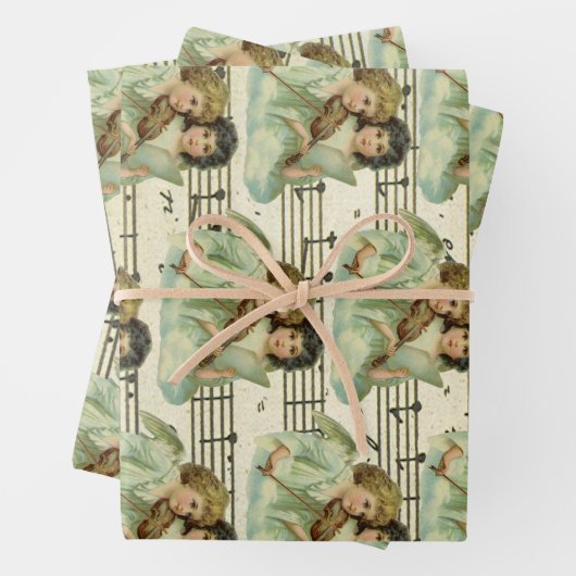 Victorian Angels Violin and Sheet Music Inpakpapier Vel (In situ)