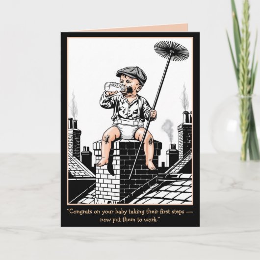 Victorian Baby Chimney Sweep. Funny baby card Kaart (Voorkant)