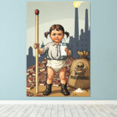 Victorian Baby Girl Matchstick Maker Canvas Afdruk (Insitu (Houten vloer))