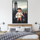 Victorian Baby Poster - Funny Coal Miner Theme Canvas Afdruk (Insitu (Slaapkamer))
