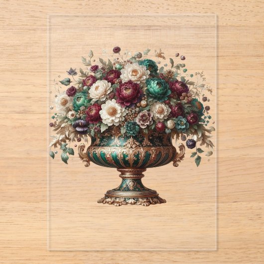 Victorian Bavaria Floral Vase Acryl Uitnodigingen (Voorkant)