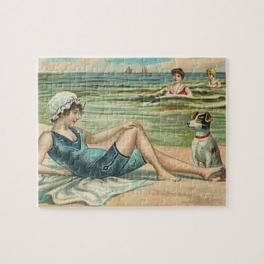 Victorian Beach Swimsuit Girl Legpuzzel (Horizontaal)