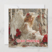 Victorian beautiful angel editable greeting card feestdagenkaart (Voorkant)