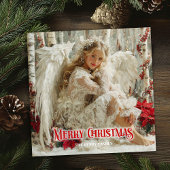 Victorian beautiful angel red and gold artistic  feestdagenkaart