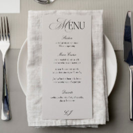 Victorian Black and Ivory Wedding Menu Card Kaart