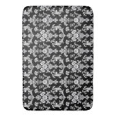Victorian Black and White Damask Pattern Badmat (Voorkant Verticaal)