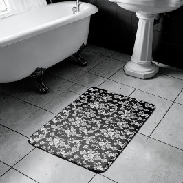 Victorian Black and White Damask Pattern Badmat