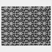 Victorian Black and White Damask Pattern Fleece Deken (Voorkant (Horizontaal))