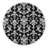 Victorian Black and White Damask Pattern Keramische Knop (Voorkant)