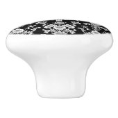 Victorian Black and White Damask Pattern Keramische Knop (Zijkant)