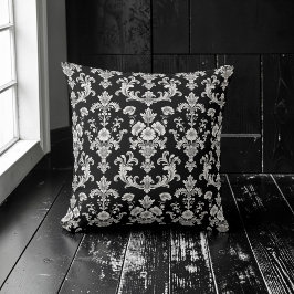 Victorian Black and White Damask Pattern Kussen