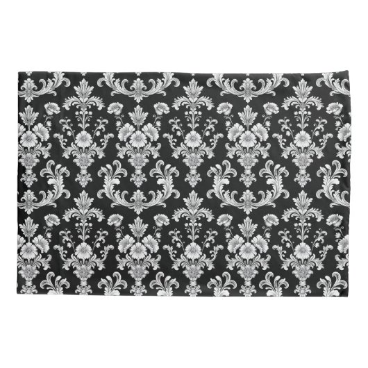 Victorian Black and White Damask Pattern Kussensloop (Achterkant-Links)