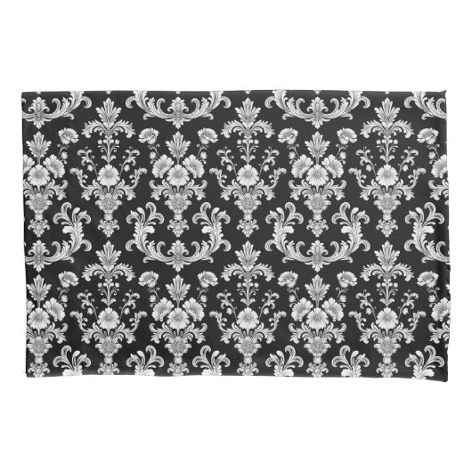 Victorian Black and White Damask Pattern Kussensloop (Voorkant-Links)