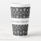 Victorian Black and White Damask Pattern Latte Mok (Voorkant)