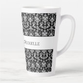 Victorian Black and White Damask Pattern Latte Mok (Rechts)