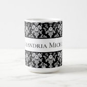 Victorian Black and White Damask Pattern Magische Mok (Midden)