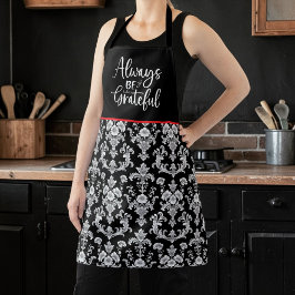 Victorian Black and White Damask Pattern Schort