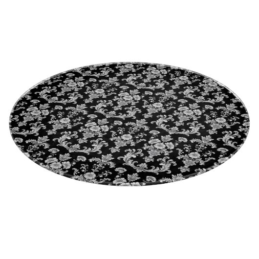 Victorian Black and White Damask Pattern Snijplank (Hoek)