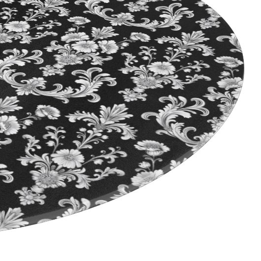 Victorian Black and White Damask Pattern Snijplank (Hoek)