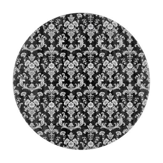 Victorian Black and White Damask Pattern Snijplank (Voorkant)