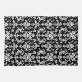 Victorian Black and White Damask Pattern Theedoek (Horizontaal)
