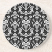 Victorian Black and White Damask Pattern Zandsteen Onderzetter (Voorkant)
