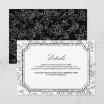 Victorian Black and White Line Art Wedding Details