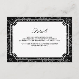 Victorian Black Line Art Wedding Details Informatiekaartje