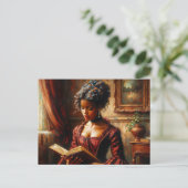 Victorian Black Woman In Red Reading Briefkaart (Staand voorkant)