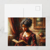Victorian Black Woman In Red Reading Briefkaart (Voorkant / Achterkant)