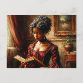Victorian Black Woman In Red Reading Briefkaart