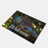 Victorian Blue Bible Verse Welcome Doormat Deurmat (Schuin)