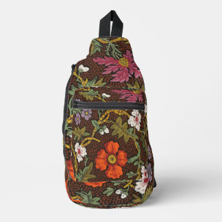 Victorian Botanical Drawing Floral Accessory Pouch Sling Bag