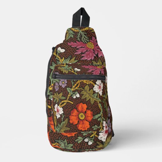 Victorian Botanical Drawing Floral Accessory Pouch Sling Bag (Voorkant)