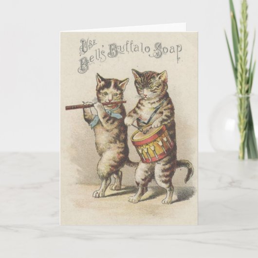 Victorian Buffalo Soap Cat Fife And Drum Note Card Kaart (Voorkant)
